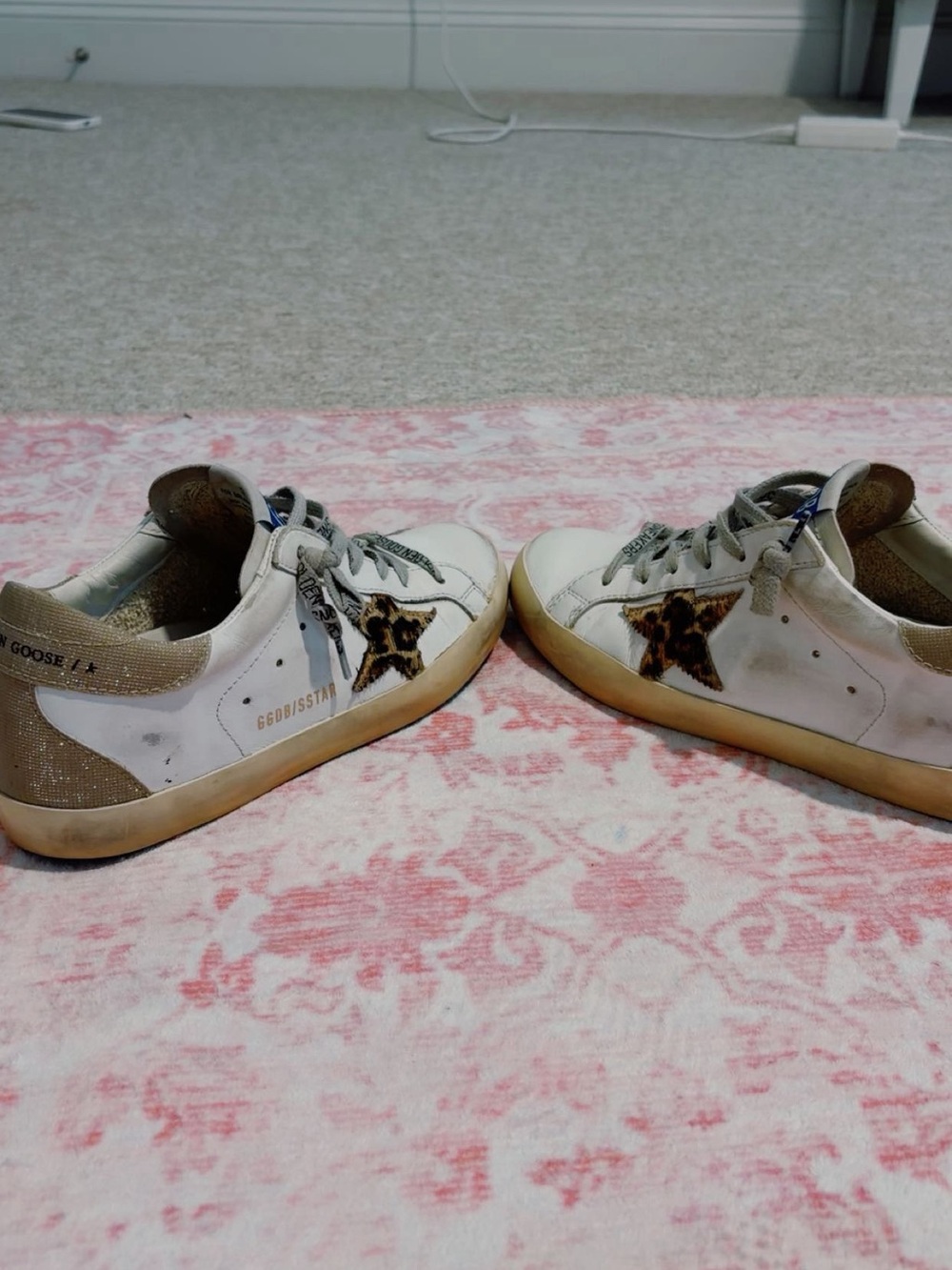 Golden Goose White Leather Low-Top Sneakers with Leopard Star - Picture 2 of 5